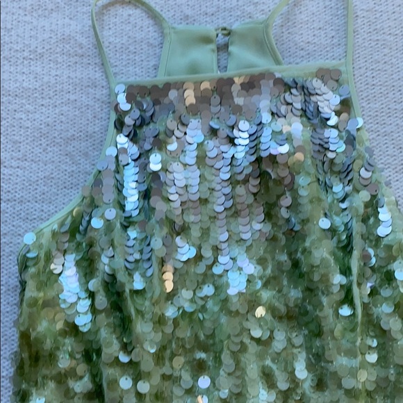 Halston Heritage Mint Green Sequin Mini Dress - Picture 4 of 5